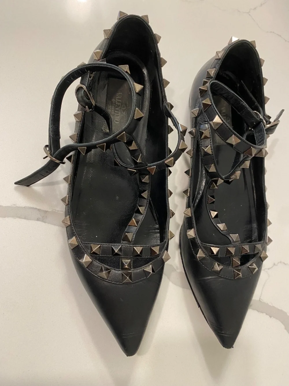 Valentino Rockstud Flats Noir 37 1/2 - Picture 2 of 7
